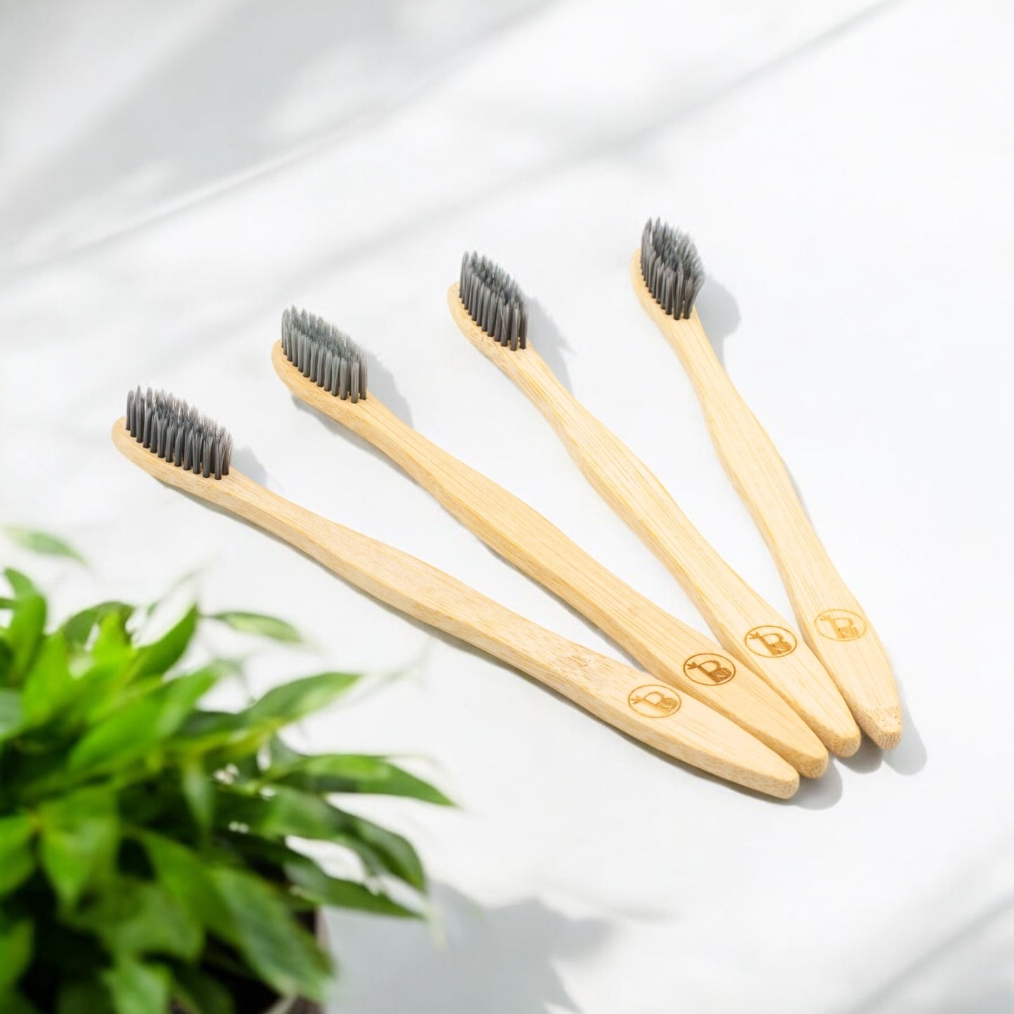 Bamboo Toothbrush| S-curve with Charcoal Bristles(Set of 4)| BPA-Free Oral Care